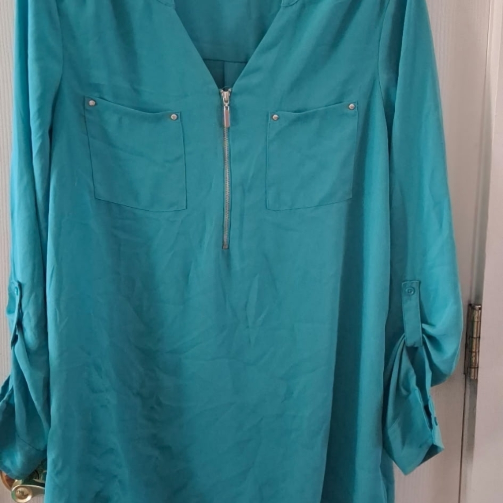 Apt. 9 Blue Long Sleeve Relaxed Blouse
